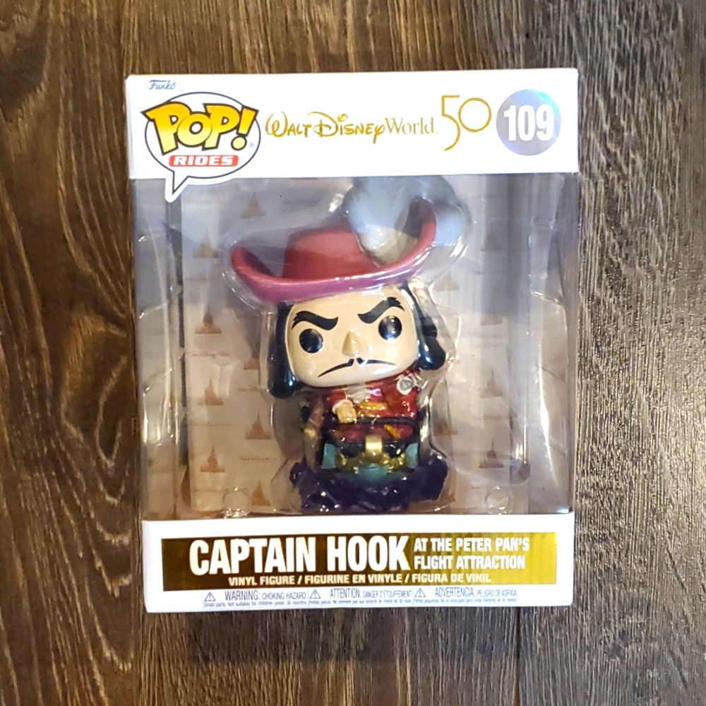 Walt Disney World 50th Anniversary CAPTAIN HOOK POP RIDES FUNKO #109- 6" Vinyl
